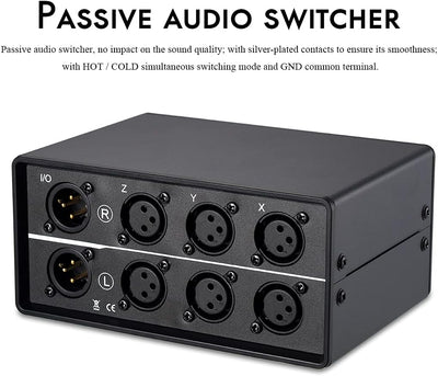 Nobsound 3-IN-1-OUT XLR Audio Switch ; Balanced Audio Converter ; 3-Way Stereo Passive Audio Selecto