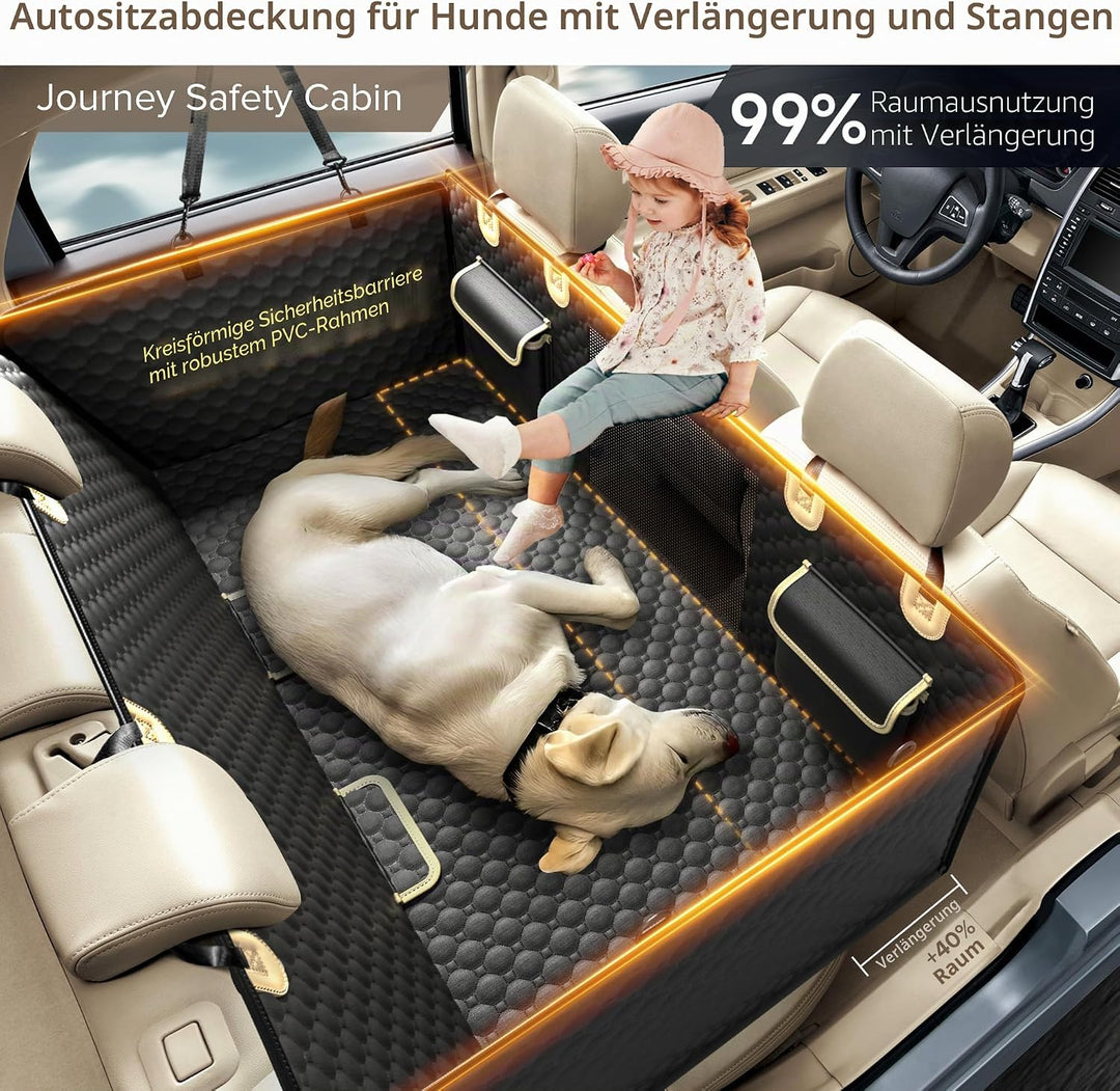 Rücksitzverlängerung für Hunde, PVC-Stangenunterstützung und harte Unterseite, Autositzbezug für Hun
