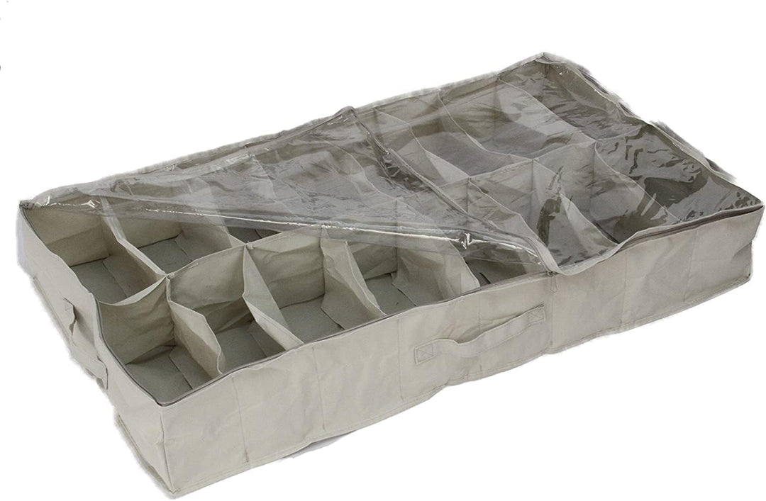 Aufbewahrungstasche für Schuhe, passt unters Bett, Platz für 16 Paar Schuhe, durchsichtiges PVC und