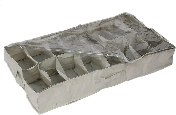 Aufbewahrungstasche für Schuhe, passt unters Bett, Platz für 16 Paar Schuhe, durchsichtiges PVC und