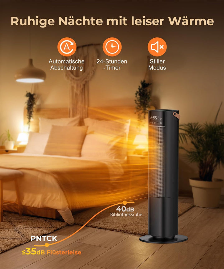 Heizlüfter Energiesparend, 2000W PTC Keramik Heizlüfter, 75° Oszillierend Elektroheizung mit Thermos