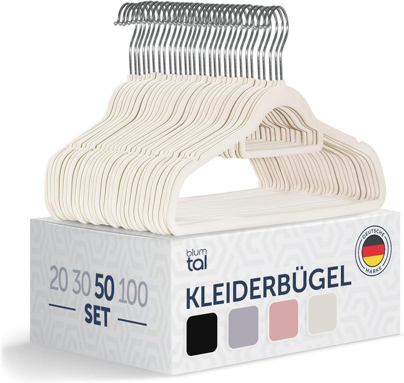 Blumtal Kleiderbügel 50 Stück - Kleiderbügel Samt 360° drehbar und belastbar - Kleiderbügel platzspa