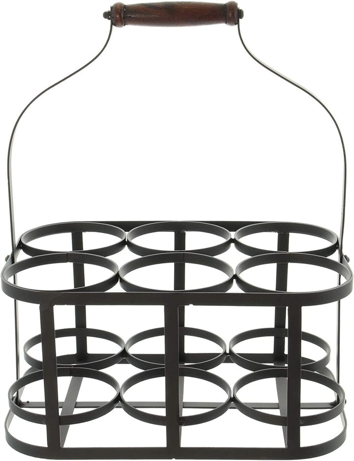 Dekoleidenschaft Metall Flaschenkorb für 6 Flaschen im Antik Design, Bierträger, Flaschenträger