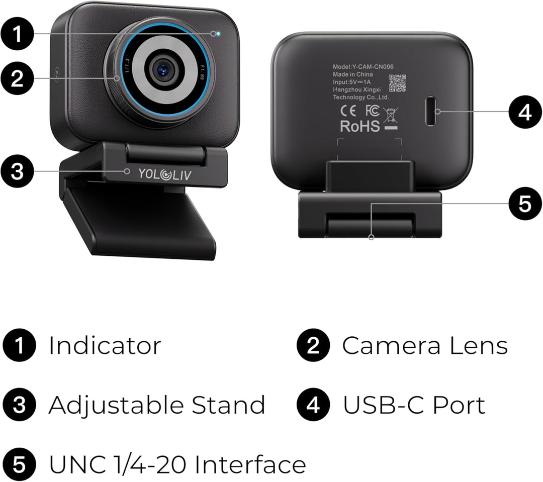 YOLOLIV YoloCam S3-4K AI-Streaming-Webcam, 1/1,3-Zoll-Sensor, PDAF-Autofokus, 4K bei 30 FPS, 4-fache
