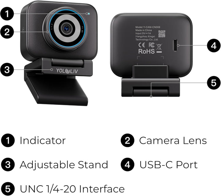 YOLOLIV YoloCam S3-4K AI-Streaming-Webcam, 1/1,3-Zoll-Sensor, PDAF-Autofokus, 4K bei 30 FPS, 4-fache