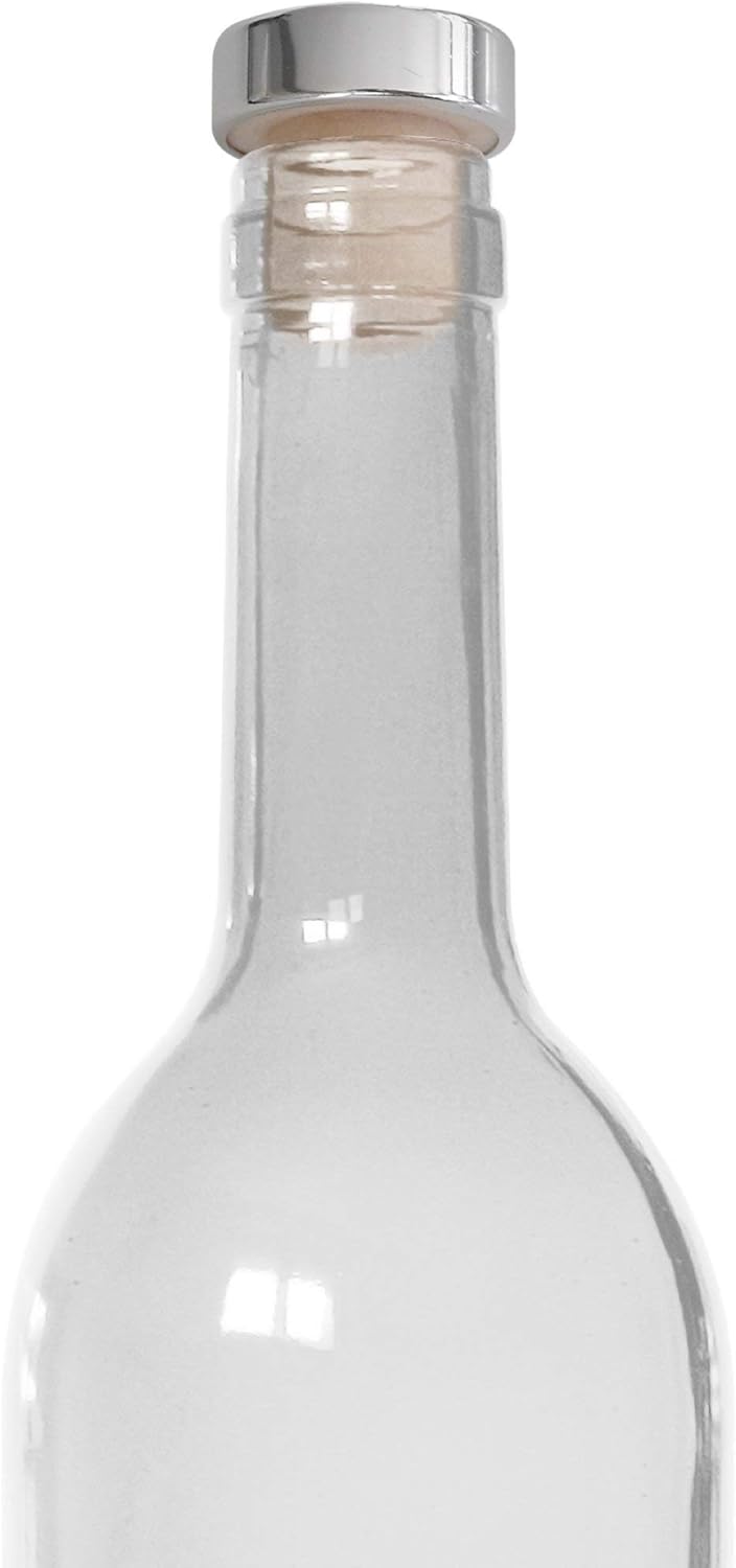 Fackelmann 49554 Weinflaschenverschluss 3cm 2 Stück aus Kork/Kunststoff, Kork, Silber/Beige, 7 x 3 x