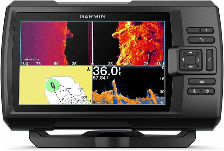 Garmin Striker Vivid 4 cv, einfach zu bedienender 10,2 cm Farb-Fischfinder und Sonar-Transducer, leb