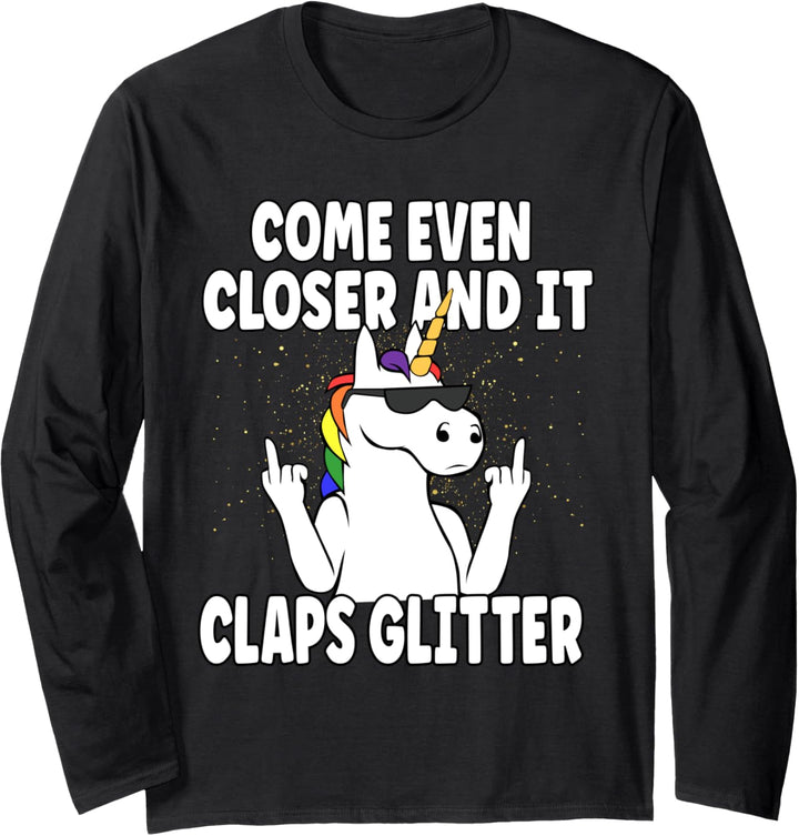 Komm Noch Näher & Es Klatscht Glitzer Langarmshirt