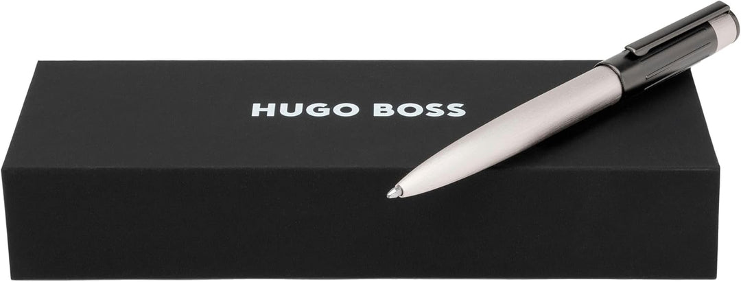 Hugo Boss Gear Ribs Kugelschreiber aus Messing und Aluminium in der Farbe Chrome, Länge: 13,8cm, Min