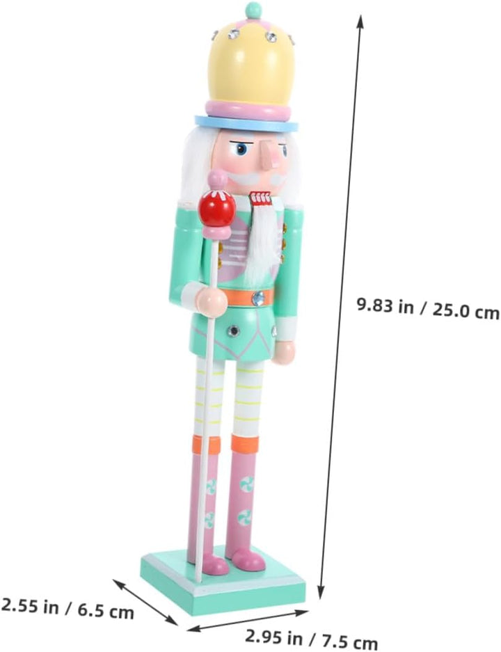 Weihnachtlicher Nussknacker Holzfigur in Pastellfarben Handgefertigte Weihnachtsdekoration für Tisch