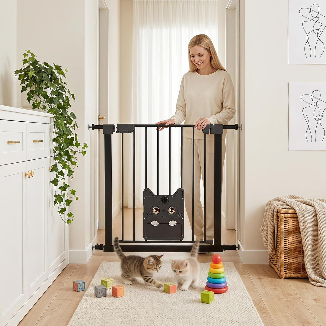 Treppenschutzgitter Ohne Bohren mit Selbstschliessend katzenklappe 75-85cm Breiten Treppengitter mit