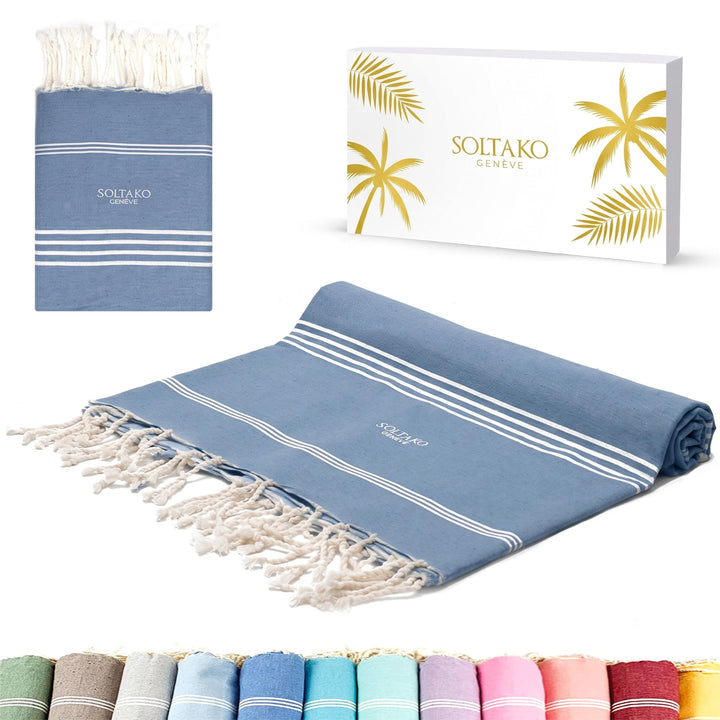 SOLTAKO Fouta Bali Premium XXL, Aqua, 200/300cm, Aqua 200/300cm