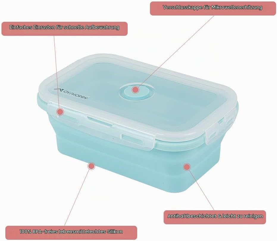 Faltbare Frischhalteboxen 4 PCS Faltbare Frischhaltedosen, Platzsparende Lunchbox für Camping Büro S