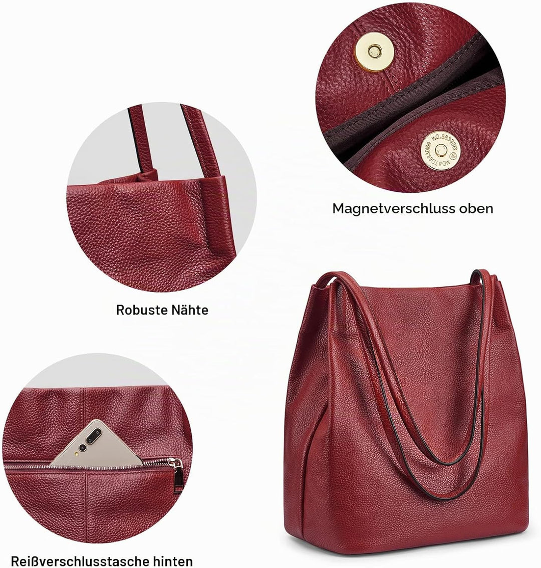 Kattee Damen weiche Echtleder Totes Umhängetasche Geldbörsen und Handtaschen mit oberem Magnetversch