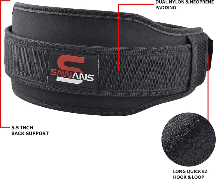 Gewichthebergürtel Neopren 14cm Mit Dual Widerstand für Kniebeugen M Schwarz, M Schwarz