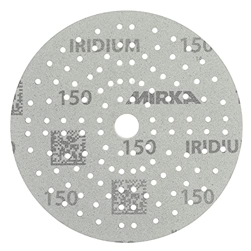 Mirka Iridium Premium-Schleifpapier Ø 150mm Klett 121-Loch, Korn 150, 100 Stk / Zum Schleifen von La