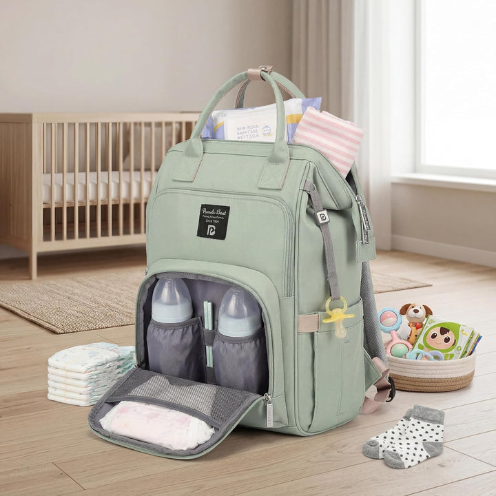 Pomelo Best Moderner Wickelrucksack für Mama Papa – Stylischer Familienrucksack mit Grosser Öffnung,