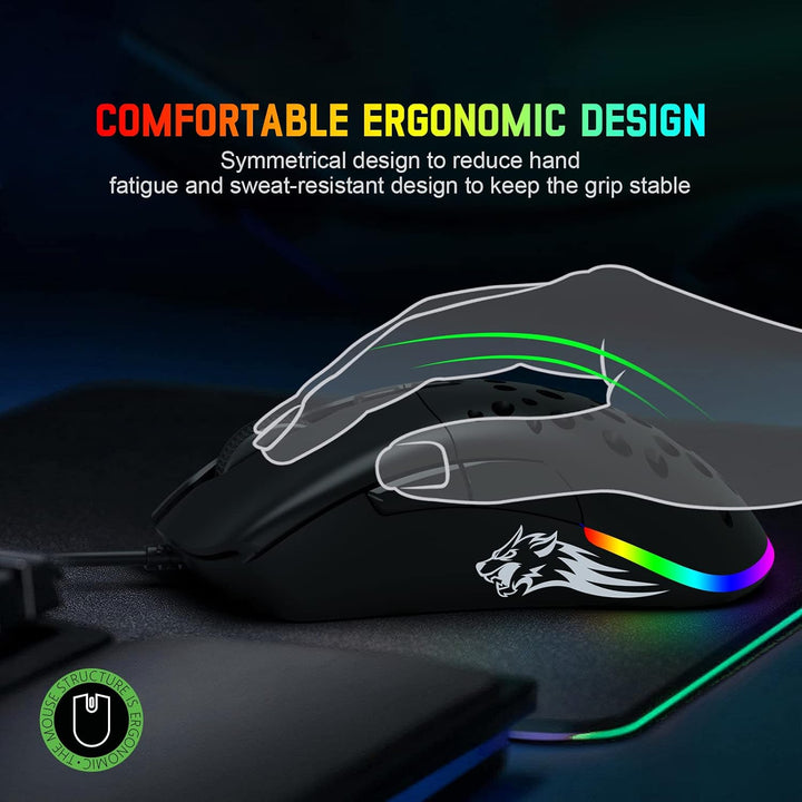 Mäuse D19 Wired Gaming Maus für Laptop, programmierbare Hintergrundbeleuchtung Maus 7 -Tasten, Mauss