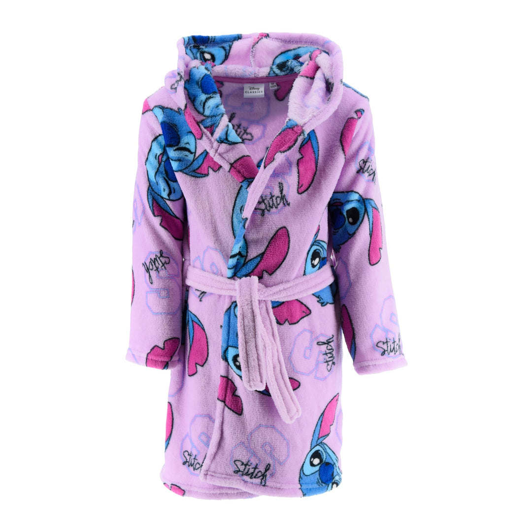 Disney Stitch Mädchen Bademantel, Kinder Hausmantel, Weicher Fleece Morgenmantel, Grössen 6 bis 12 J