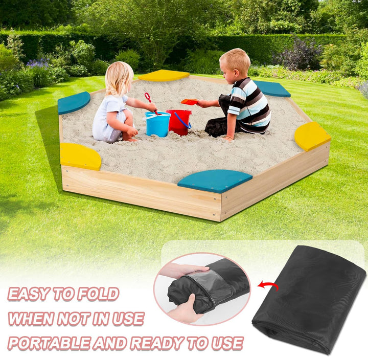 LAMUNI Sandkastenabdeckung Sechseckig Sandkasten Abdeckung Wasserdicht Sandkistenabdeckungen, 420D O