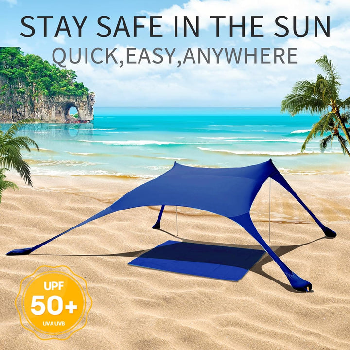 Strandzelt, Pop-Up, 2x2.1 m, LSF 50, Lycra, Sonnenschutz, für den Aussenbereich, Anti-Wind, Sonnensc