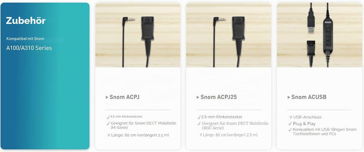 Snom A310M Professionelles Headset für Call Center - Monauraler Kopfhörer mit HD-Audio und Geräus