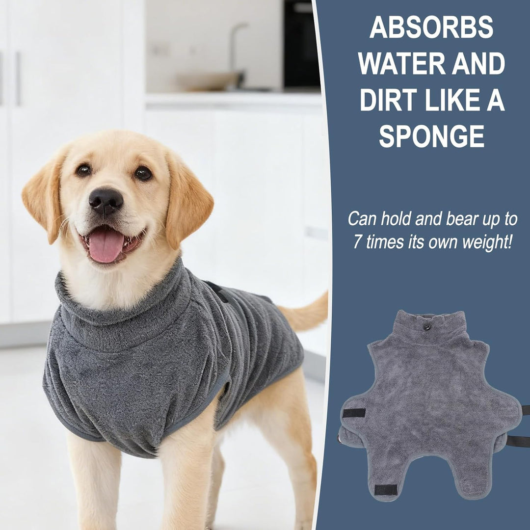 FARYODI Hundebademantel M für Rückenlänge 55cm Hunde, Mikrofaser Bademantel Badetuch, Saugfähig Schn