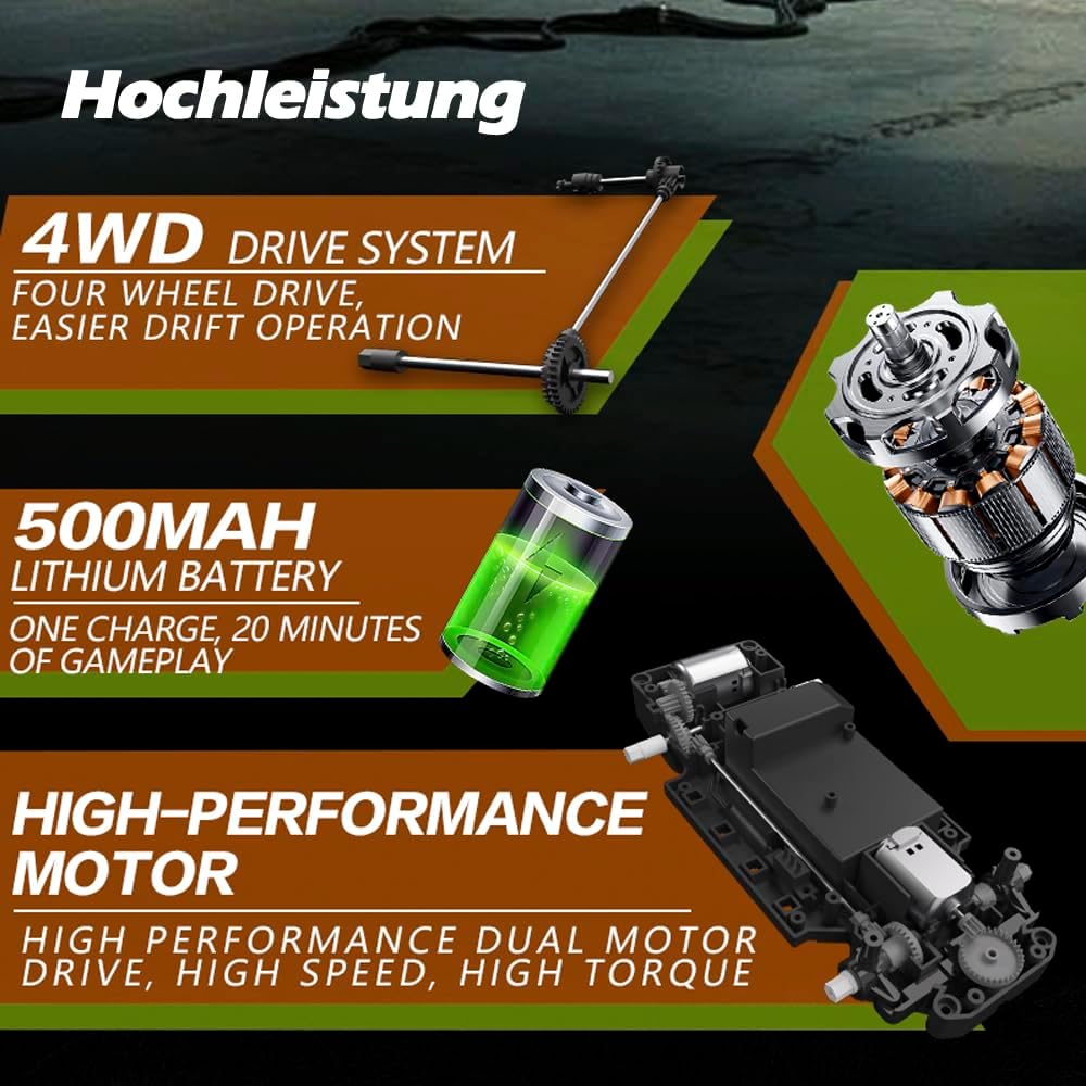 Ferngesteuertes Auto 1:24 Scale Drift Car 4WD 2.4GHz RC Drift Auto 20KM/H Hohe Geschwindigkeit Rennw