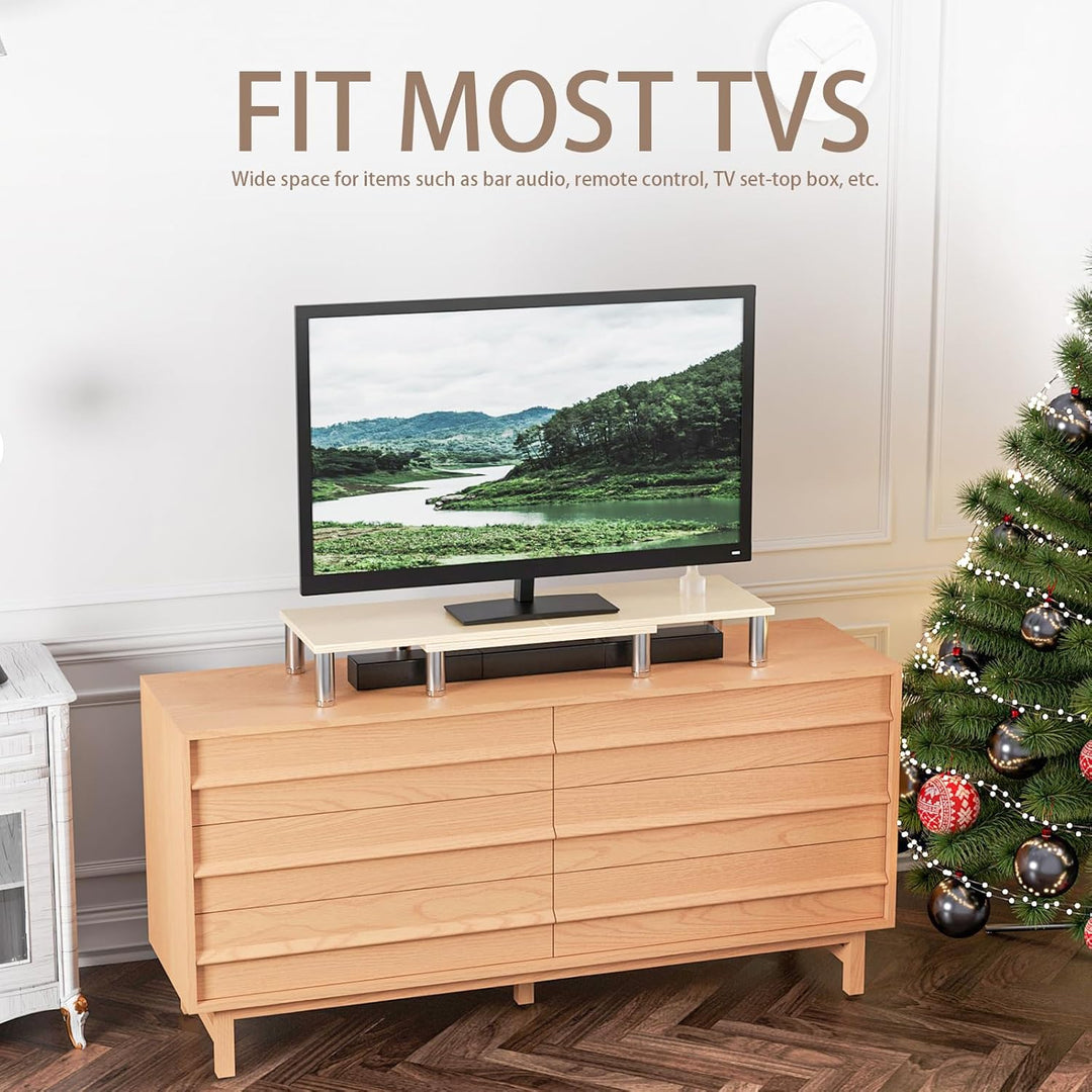 AX Waber Dual Monitor Riser - Einstellbare Länge & Winkel, Holzständer für 2 Monitore mit Stauraum W
