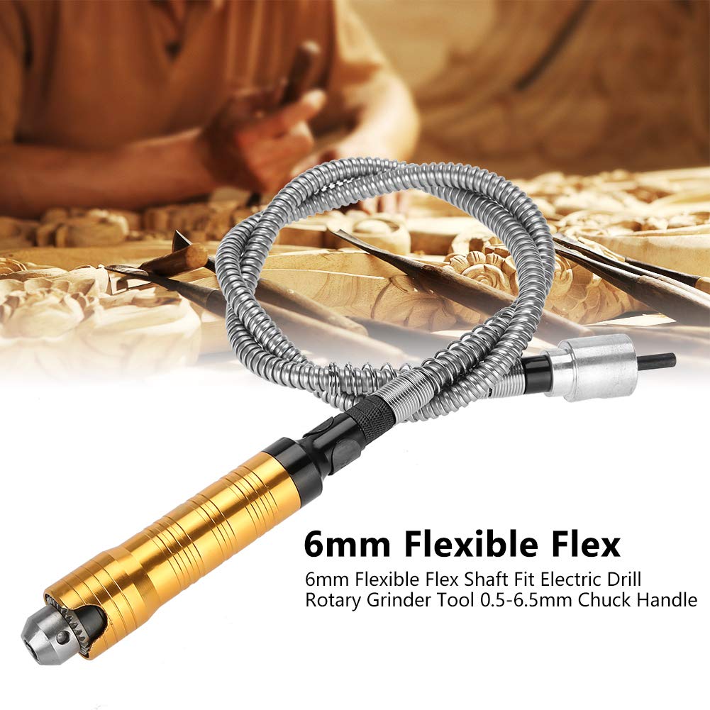 Flexwelle 6mm, Flexibler Wellenschleifer, Welle Bohrfutter 0,5-6,5mm Spanngriff zum Polieren, Gravie