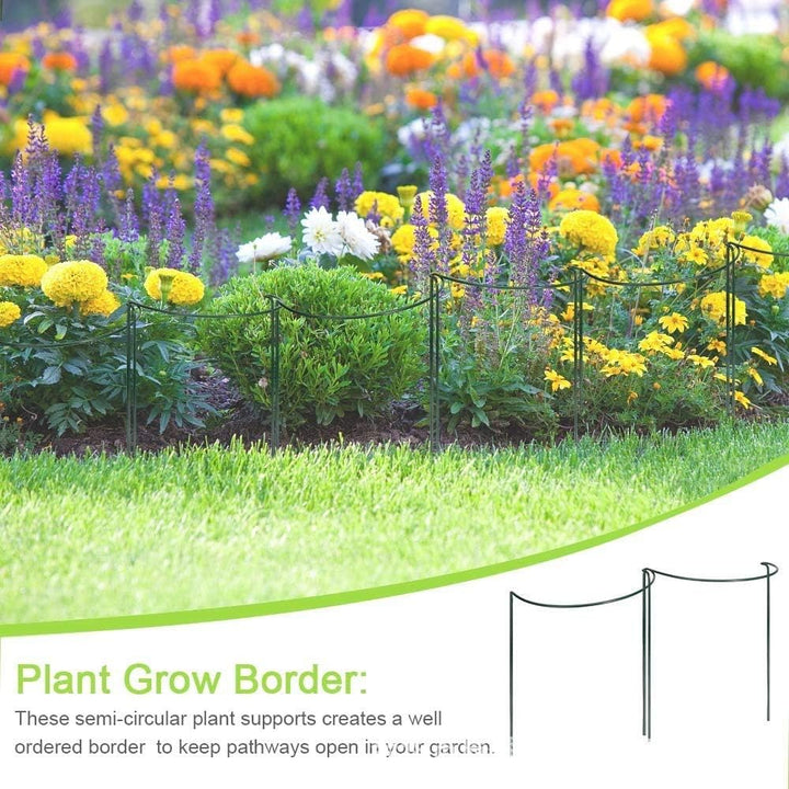 KAZITOO 8 Stück Metall Halbrunde Garten Pflanzenhalter, Metallblumenstützen Ringkäfig-Gartenrand mit