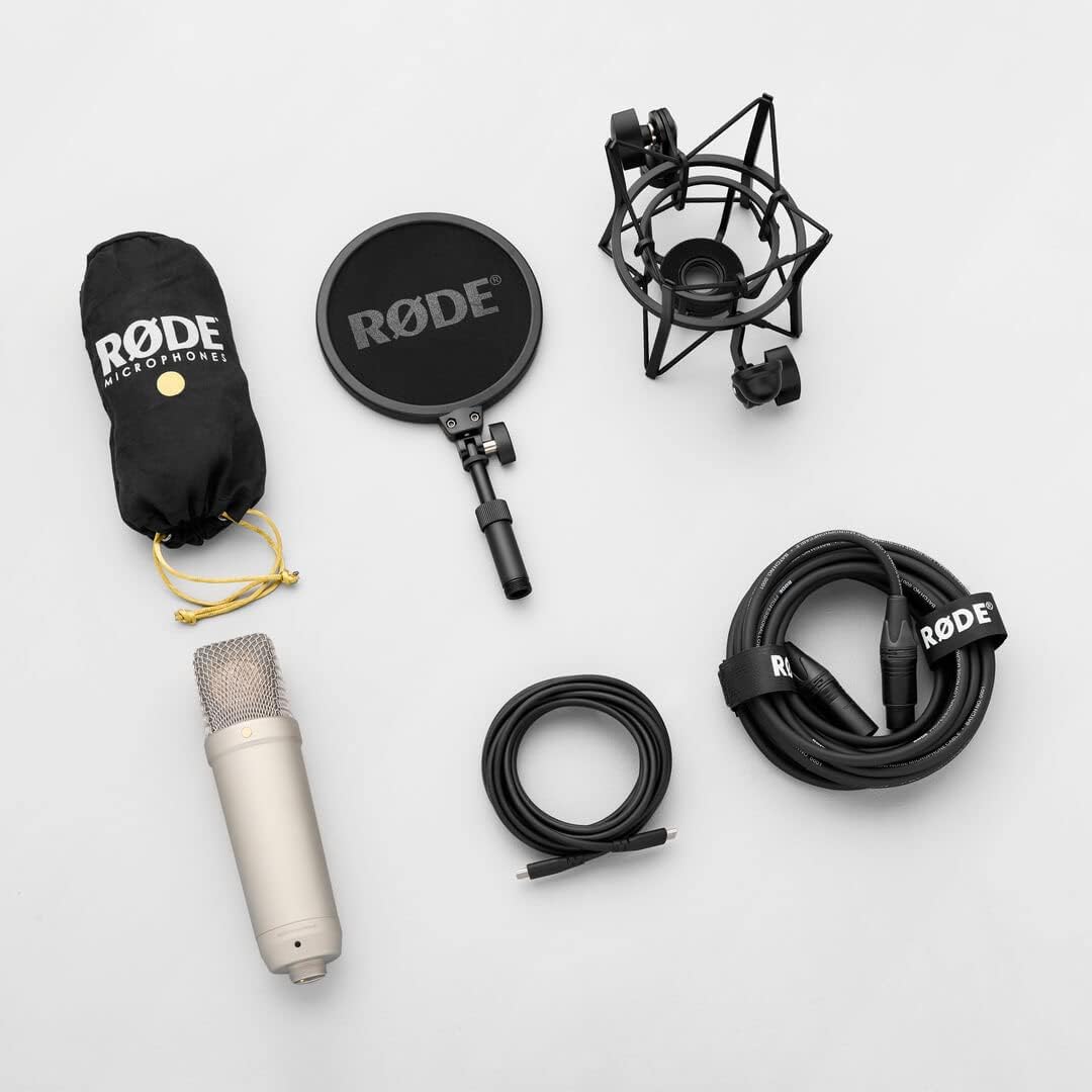 Rode NT1 5th Generation XLR USB Studio-Mikrofon Silver + keepdrum MSA033 Halterung Mit Mikrofonhalte