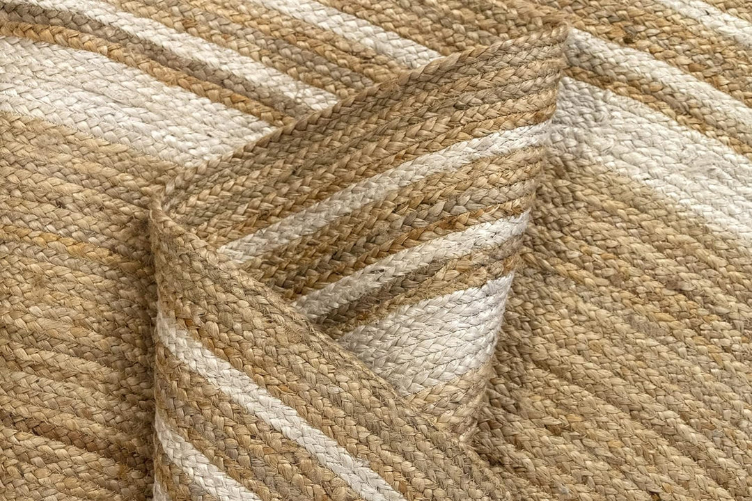 HAMID Jute Teppich Rund, Alhambra Teppich Handgewebt 100% Naturfaser de Jute, Wohnzimmer, Schlafzimm
