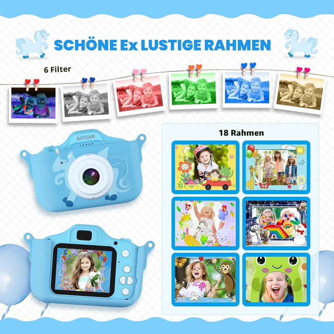 Kinder Kamera, 2.0”Display Digitalkamera,Geschenke für 3 4 5 6 8 7 9 10 11 12Jahre Jungen und mädche