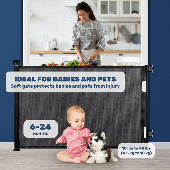 HollyHOME Treppenschutzgitter Ausziehbar 0-180cm, Extra Breit Babygitter, Einhandbedienung, Türschut