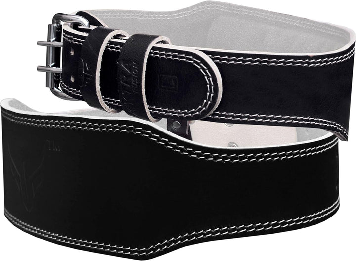 Mytra Fusion 4 inch Leather Weight Lifting Belt Schwarz L