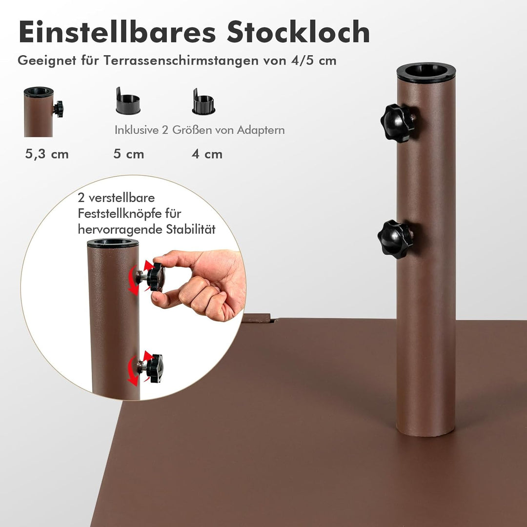 COSTWAY 21,5 kg Sonnenschirmständer, Schirmständer mit 2 integrierten Rädern & Tragegriff, quadratis