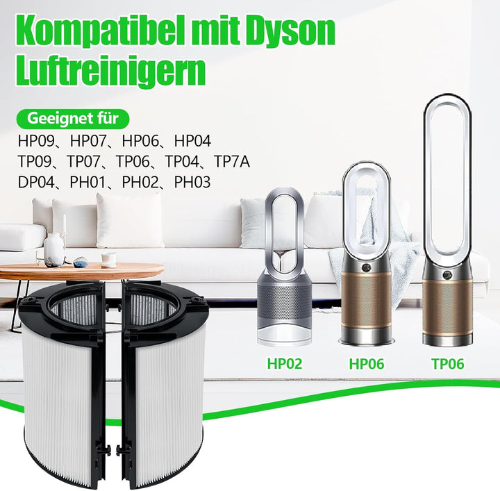 2-in-1 HEPA Filter und Aktivkohlefilter Kompatibel mit Dyson Luftreiniger DP04 HP04 HP06 HP07 HP09 P