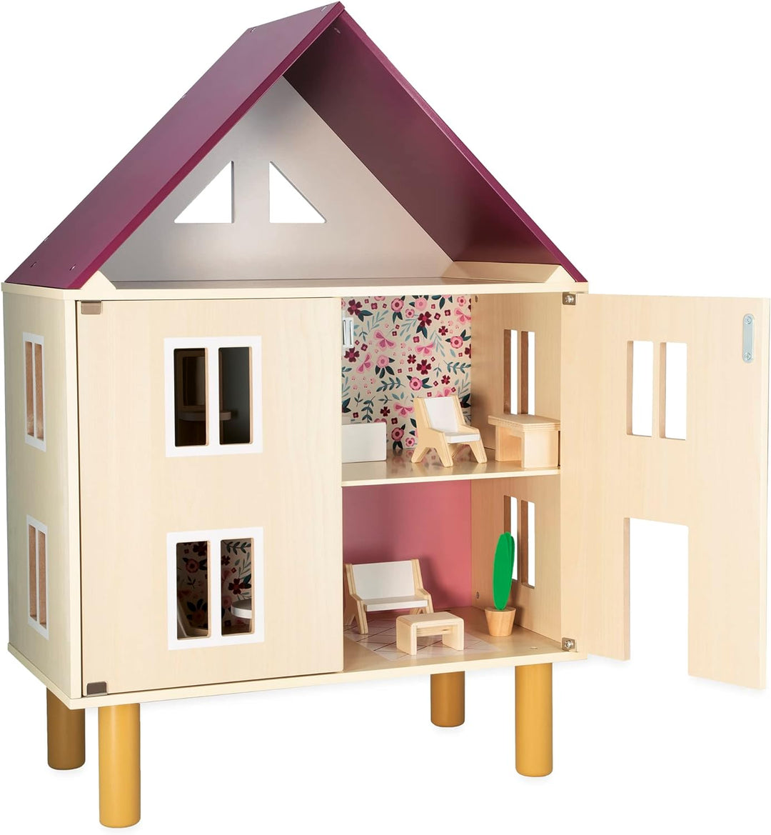 Janod Twist Puppenhaus aus Holz-11 Zubehörteile Puppenmöbel-Magnetische Türen-Spielzeug aus FSC Ab 3