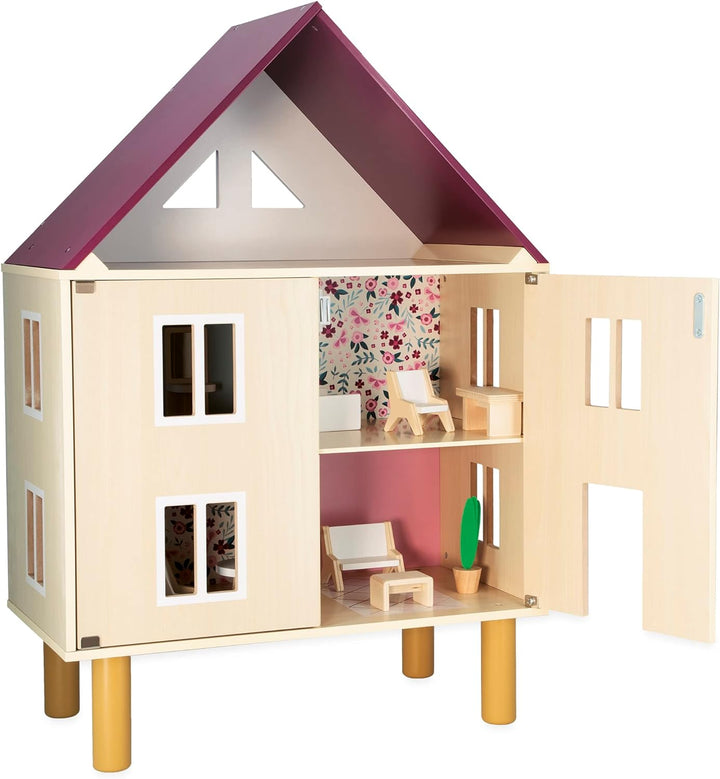 Janod Twist Puppenhaus aus Holz-11 Zubehörteile Puppenmöbel-Magnetische Türen-Spielzeug aus FSC Ab 3
