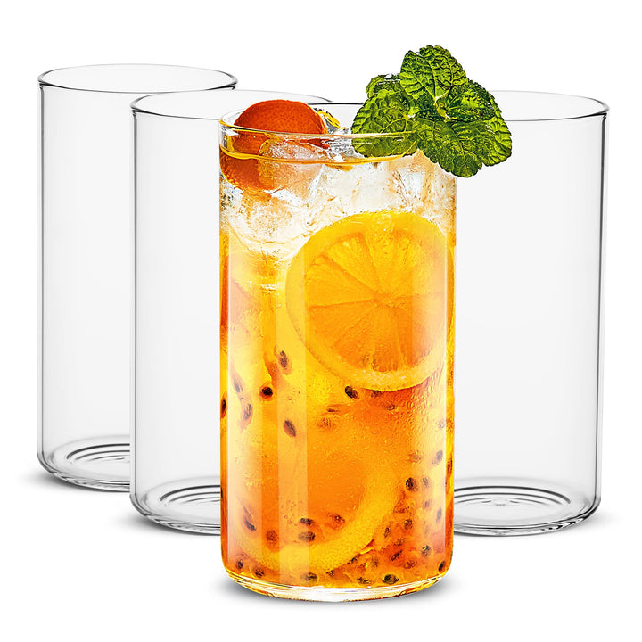 LUXU Trinkgläser, 540 ml, dünne Highball-Gläser, 4 Stück, transparent, hohe Glasbecher für Wasser, S