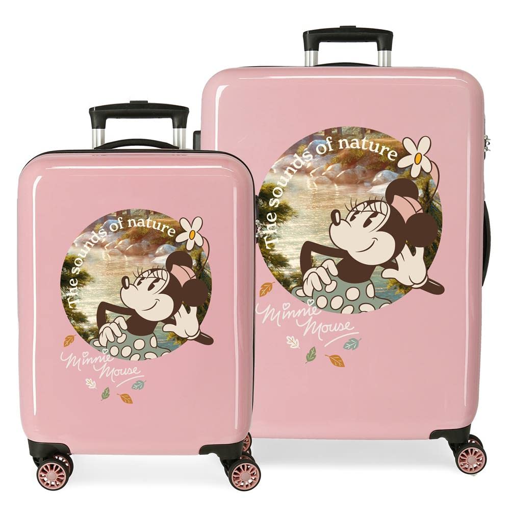 Disney Minnie the Sound of Nature Rosa Koffer-Set, 55/68 cm, starres ABS-Seitenkombinationsschloss,