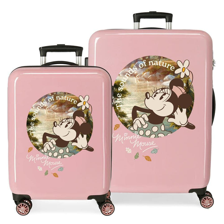 Disney Minnie the Sound of Nature Rosa Koffer-Set, 55/68 cm, starres ABS-Seitenkombinationsschloss,