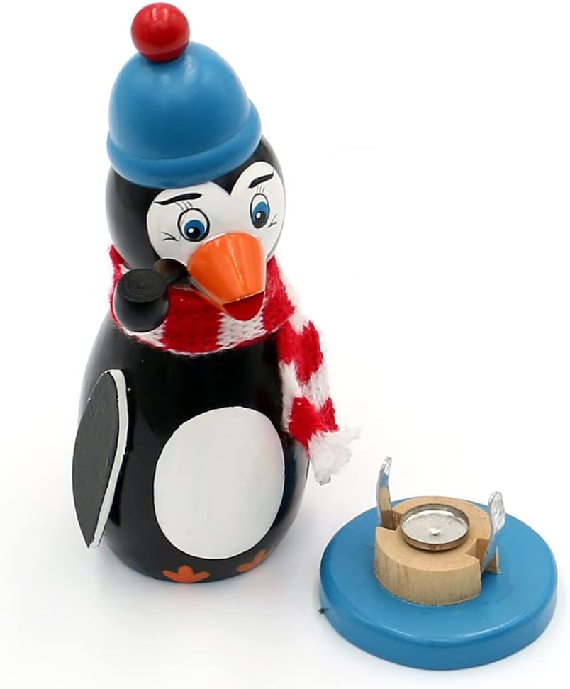 Dekohelden24 Trendige Moderne Holz-Räucherfigur Pinguin, ca. 14 cm, Pinguin