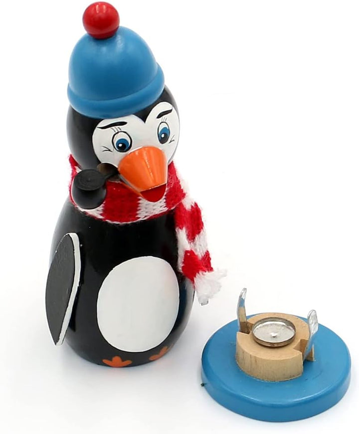Dekohelden24 Trendige Moderne Holz-Räucherfigur Pinguin, ca. 14 cm, Pinguin
