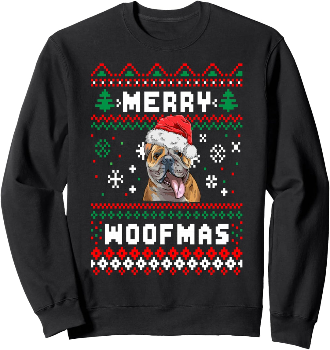 Bulldogge Merry Woofmas Weihnachten Ugly Christmas Hunde Sweatshirt