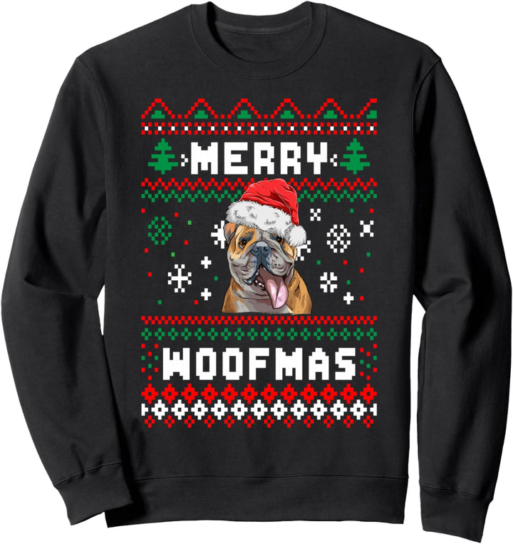 Bulldogge Merry Woofmas Weihnachten Ugly Christmas Hunde Sweatshirt