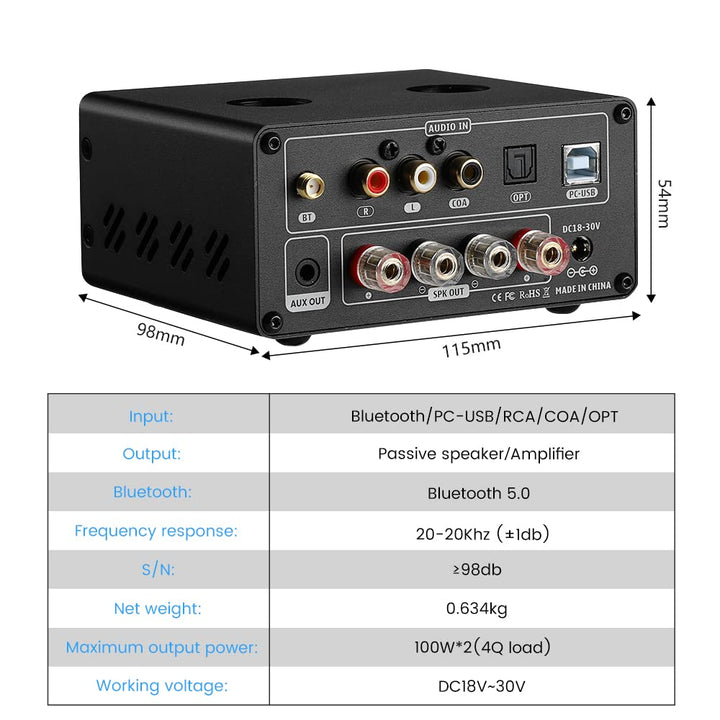 Aktualisierung AIYIMA Tube T9 Bluetooth 5.0 6K4 Vakuumrohrverstärker USB DAC 100W Stereo-Empfänger A