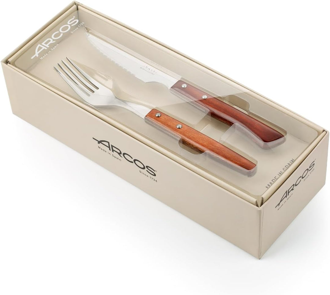 Arcos 377700 Table Messer - Steakmesser Set 12 Stück (6 Messer + 6 Gabel) - Edelstahl - HandGriff Pa