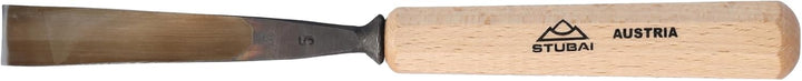 STUBAI Stemmeisen Stechbeitel Serie 52 - Form 5 | Gerades Hohleisen - 16 mm, mit Holzgriff, zum Vors